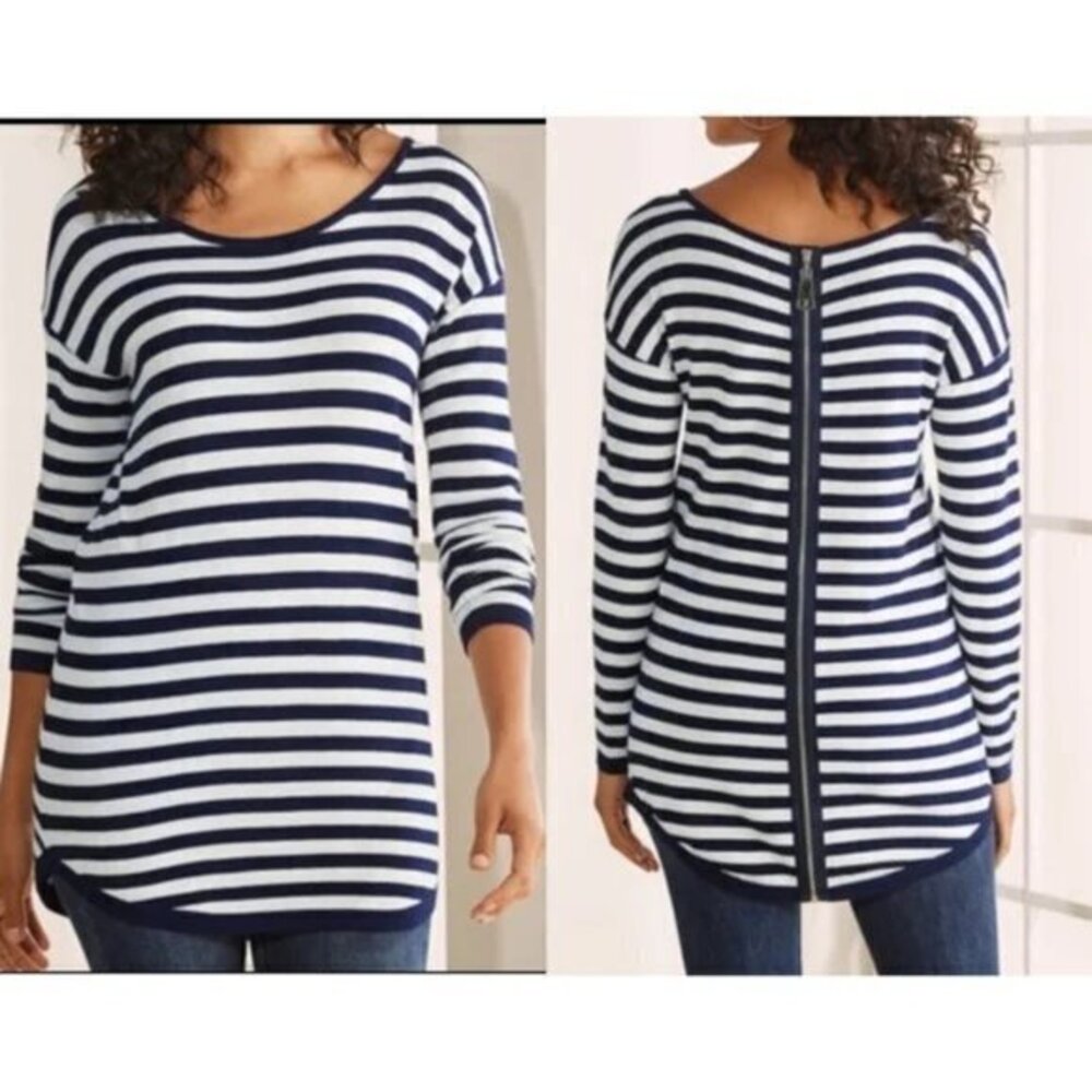 "NWT" Soft Surroundings Womens Sweater Margulies Back Zip Long Sleeve - Size‎ XS